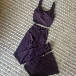 Aerie Flare Leggings & Cropped Tank Set - Deep Plum